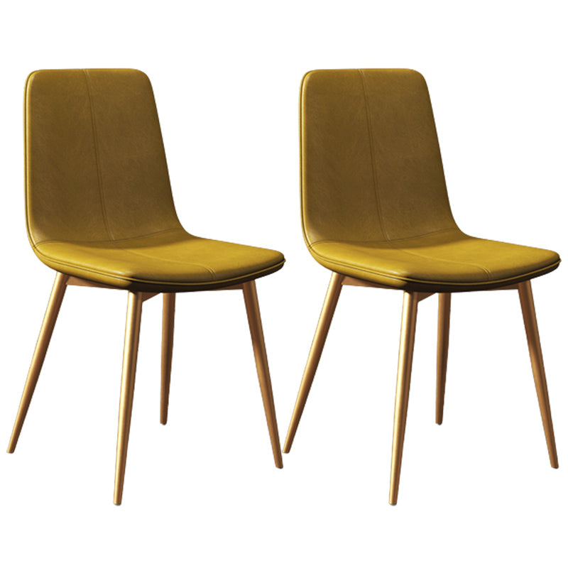 Modern Style Side Chair Faux Leather Dining Chair with Metal Leg