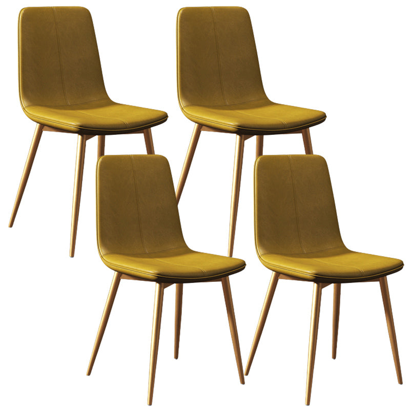 Modern Style Side Chair Faux Leather Dining Chair with Metal Leg