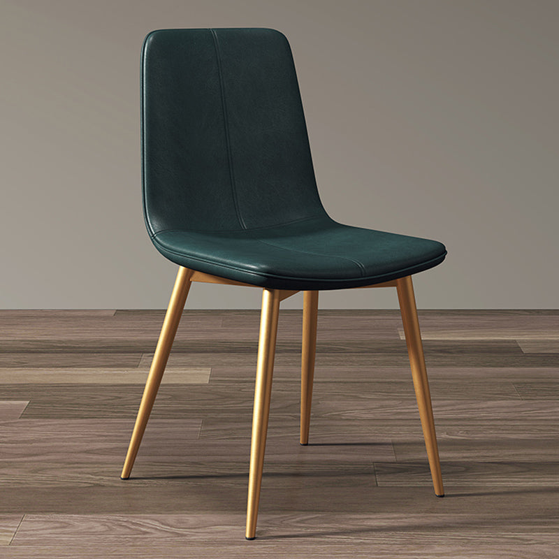 Modern Style Side Chair Faux Leather Dining Chair with Metal Leg