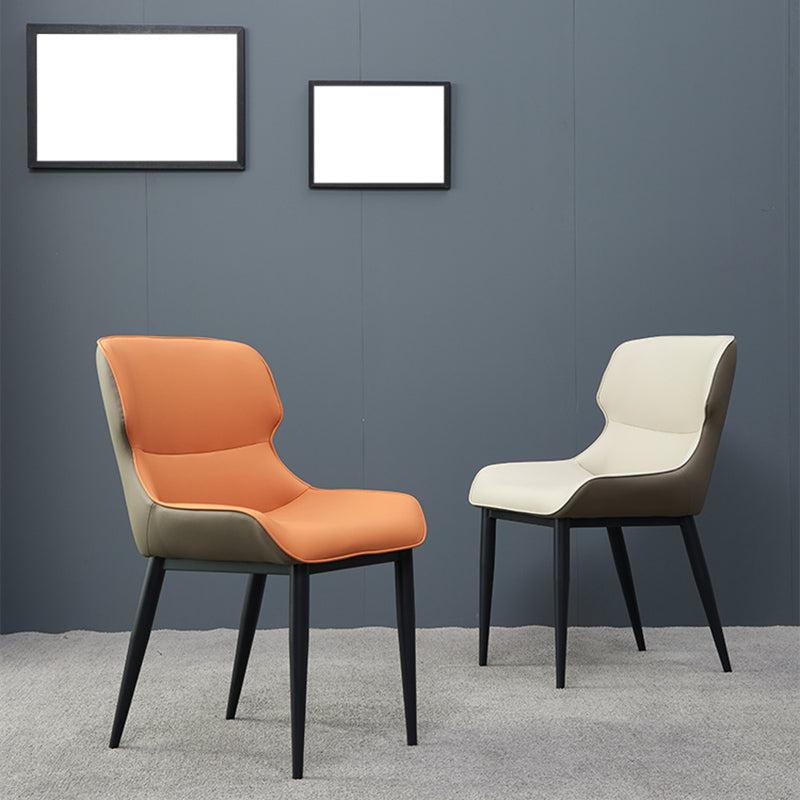 Matte Finish Wingback Chair with Black Legs Contemporary Side Chair for Dining Room