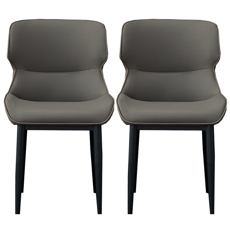 Matte Finish Wingback Chair with Black Legs Contemporary Side Chair for Dining Room