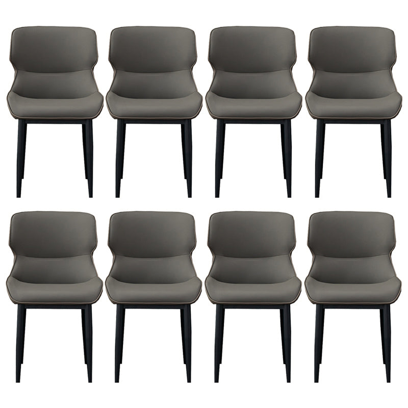 Matte Finish Wingback Chair with Black Legs Contemporary Side Chair for Dining Room