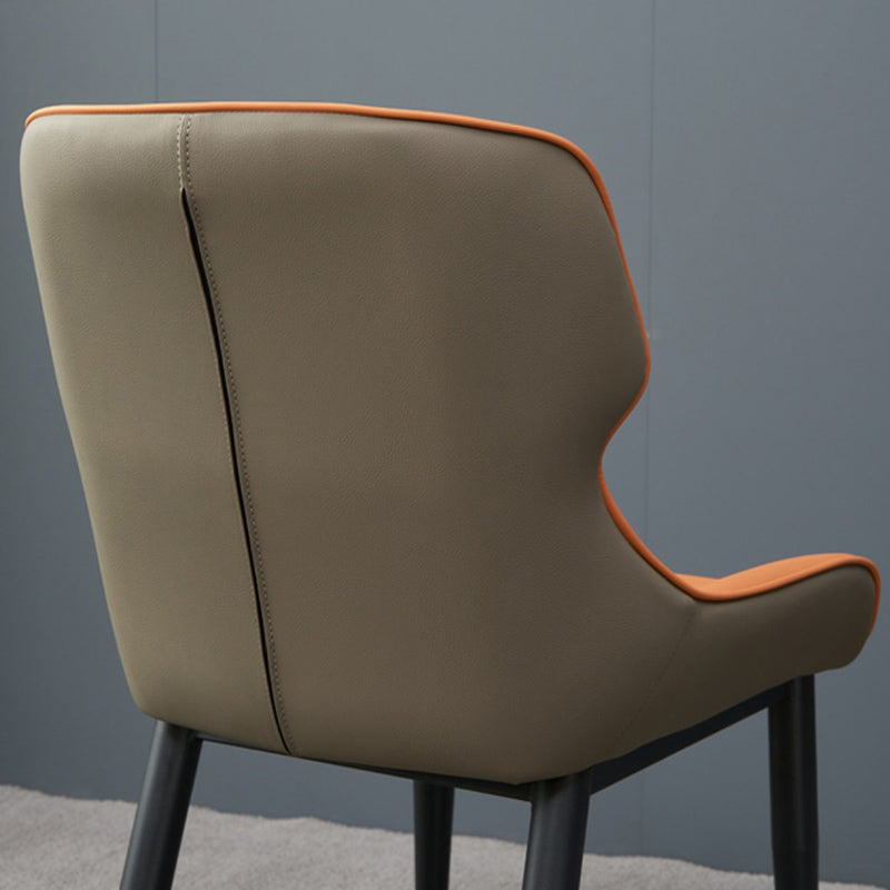 Matte Finish Wingback Chair with Black Legs Contemporary Side Chair for Dining Room