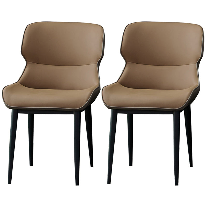 Matte Finish Wingback Chair with Black Legs Contemporary Side Chair for Dining Room