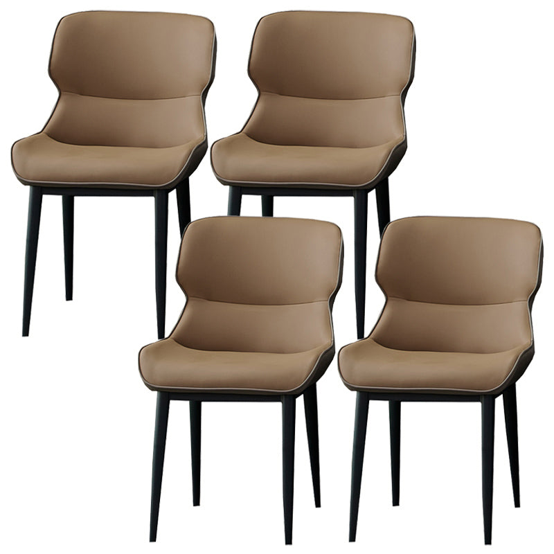 Matte Finish Wingback Chair with Black Legs Contemporary Side Chair for Dining Room