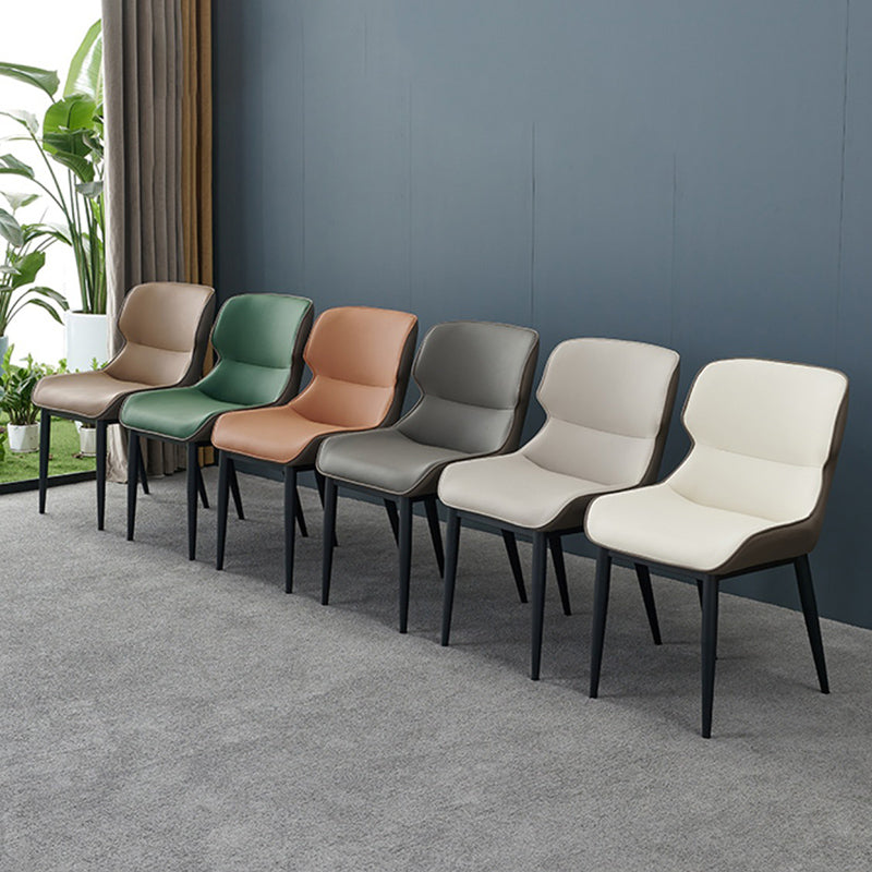 Matte Finish Wingback Chair with Black Legs Contemporary Side Chair for Dining Room