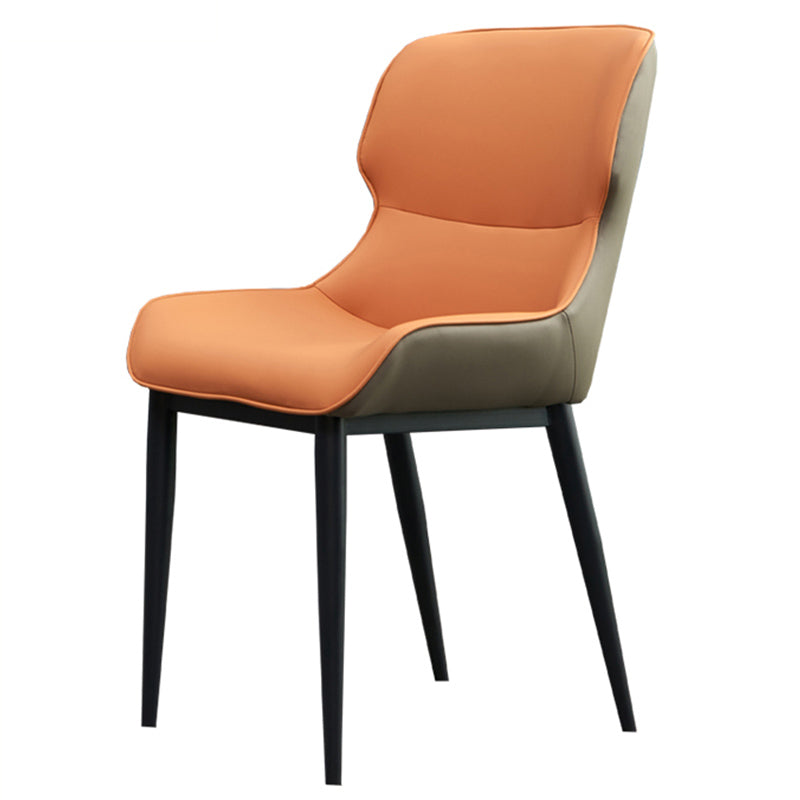 Matte Finish Wingback Chair with Black Legs Contemporary Side Chair for Dining Room