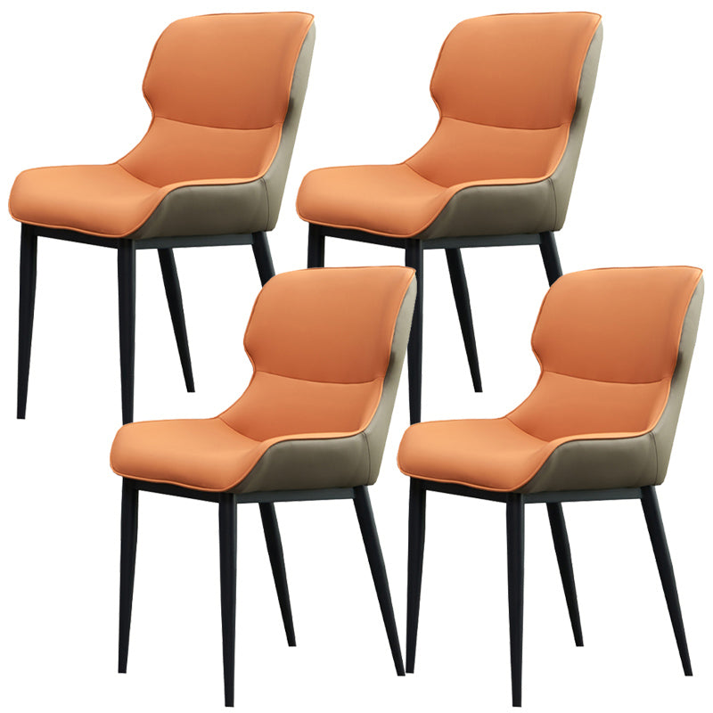 Matte Finish Wingback Chair with Black Legs Contemporary Side Chair for Dining Room