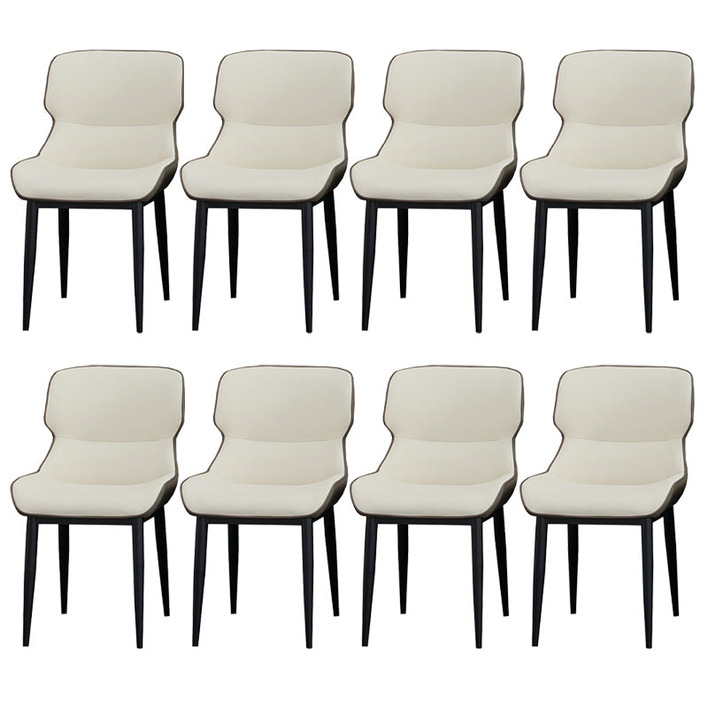 Matte Finish Wingback Chair with Black Legs Contemporary Side Chair for Dining Room