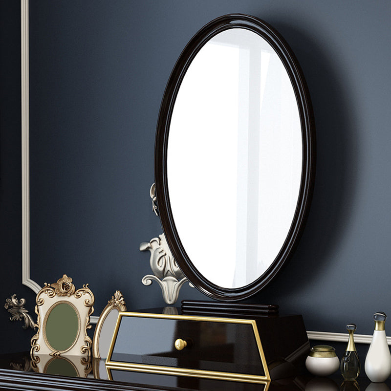 Black/White Vanity Wood Mirrored Makeup Dressing Table Stool Set