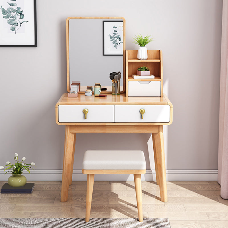 Solid Wood Make-up Vanity Scandinavian 3 Drawer Vanity Dressing Table
