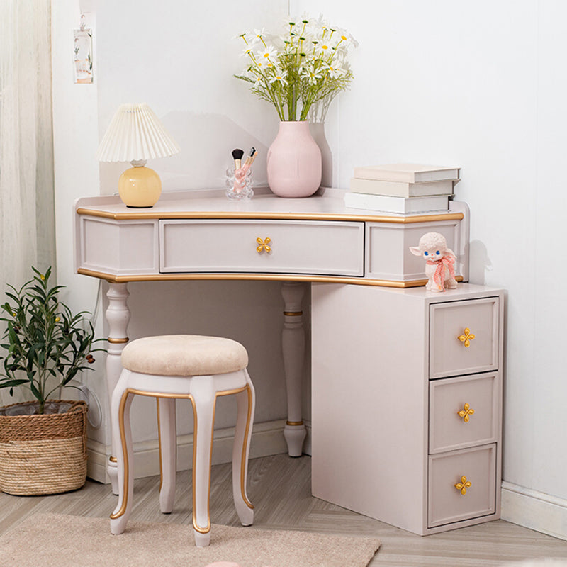 1/4 Drawers Solid Wood Vanity Desk Victorian Makeup Vanity Desk