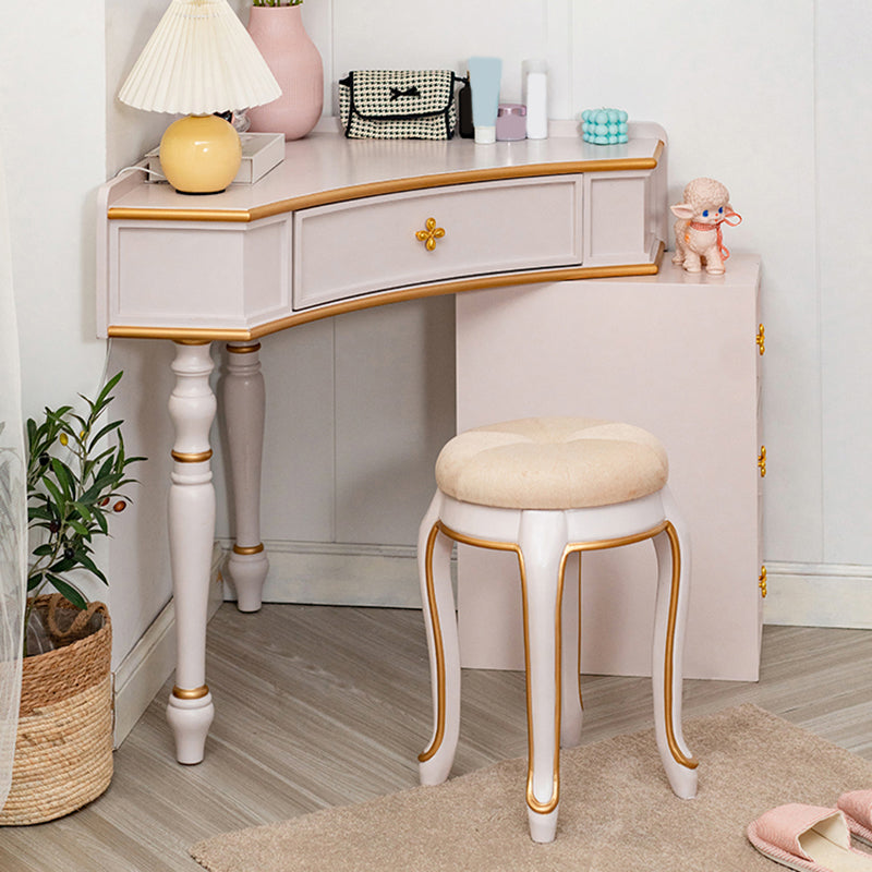 1/4 Drawers Solid Wood Vanity Desk Victorian Makeup Vanity Desk