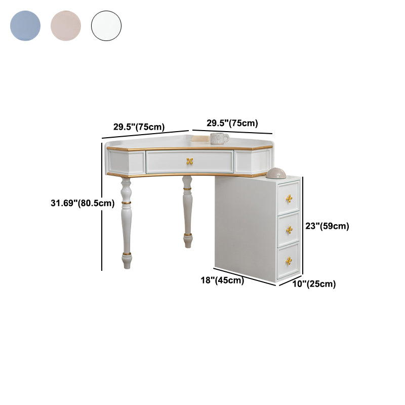 1/4 Drawers Solid Wood Vanity Desk Victorian Makeup Vanity Desk
