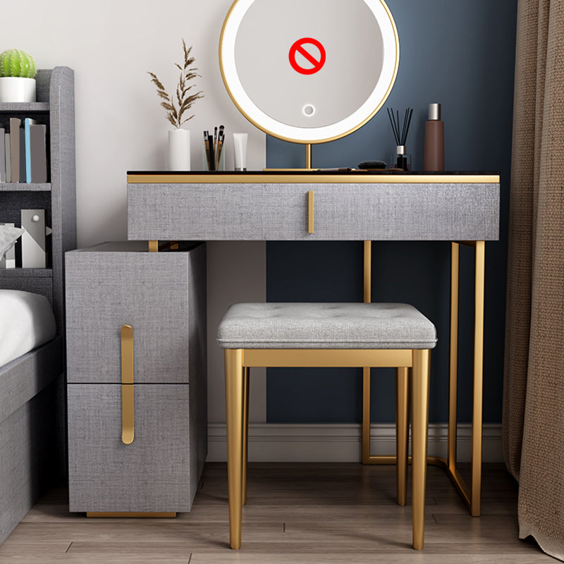 3-Drawer Glass Vanity Table with Stool Glam 26.4" W Dressing Table