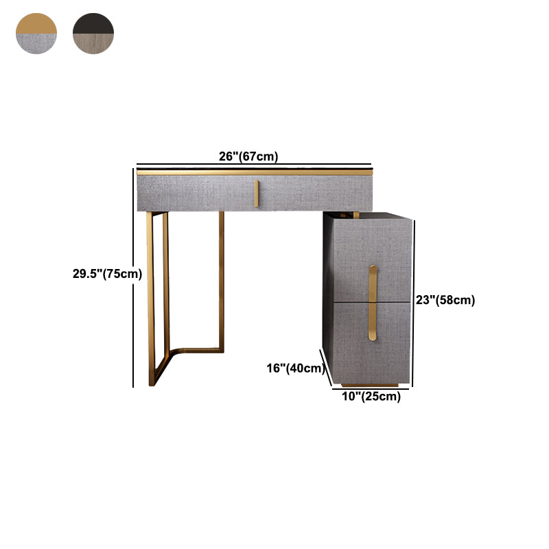 3-Drawer Glass Vanity Table with Stool Glam 26.4" W Dressing Table