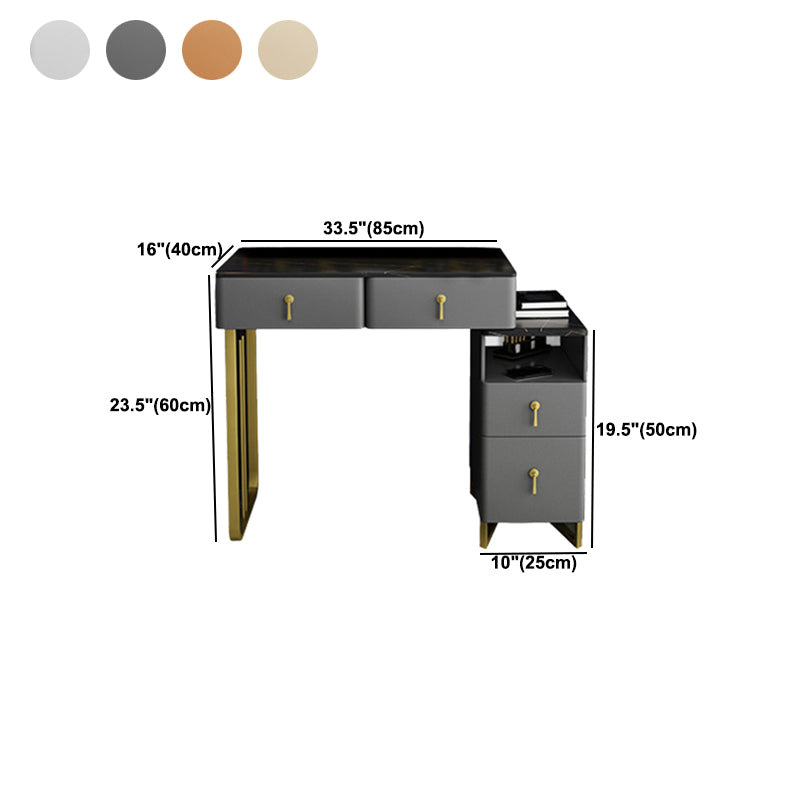 33.5" W Slate Vanity Table Modern 4 Drawers Makeup Vanity Table with Stool