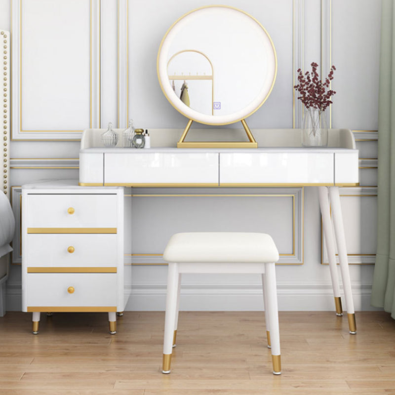 Contemporary White Makeup Vanity Desk Slate top Vanity Dressing Table