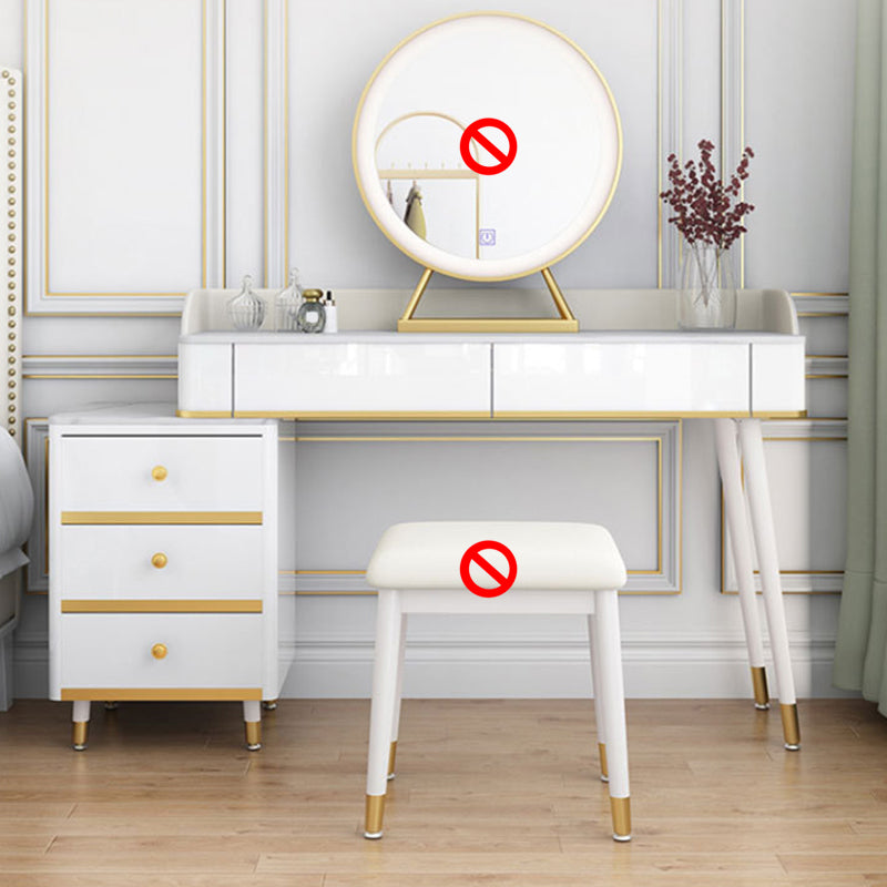 Contemporary White Makeup Vanity Desk Slate top Vanity Dressing Table