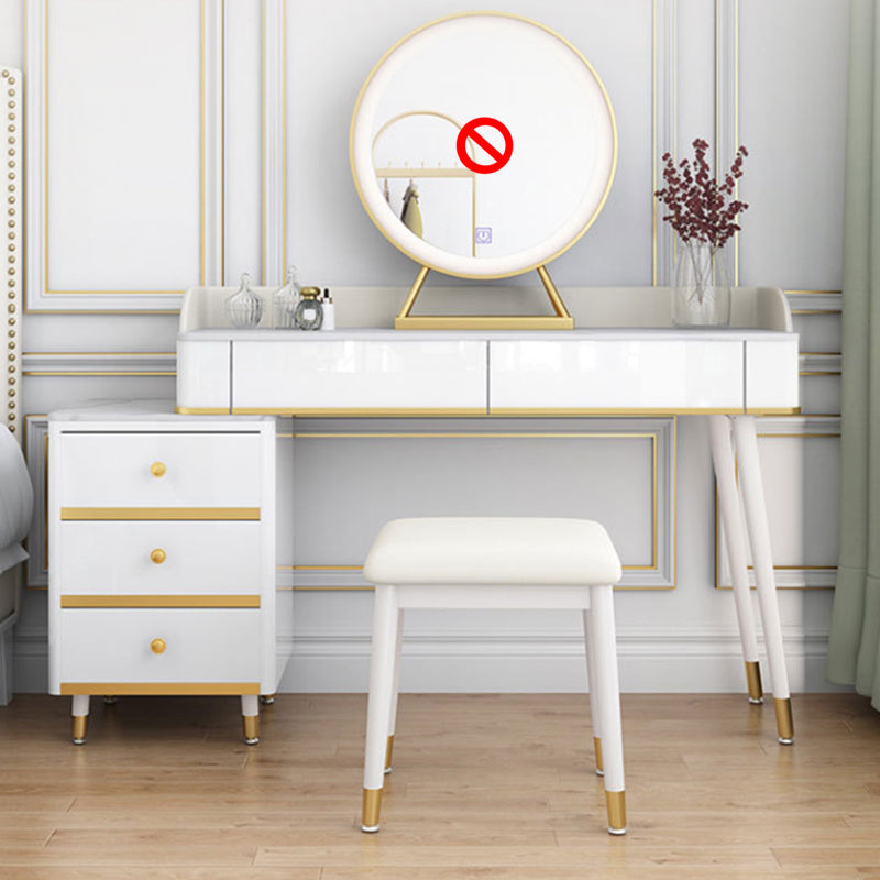 Contemporary White Makeup Vanity Desk Slate top Vanity Dressing Table