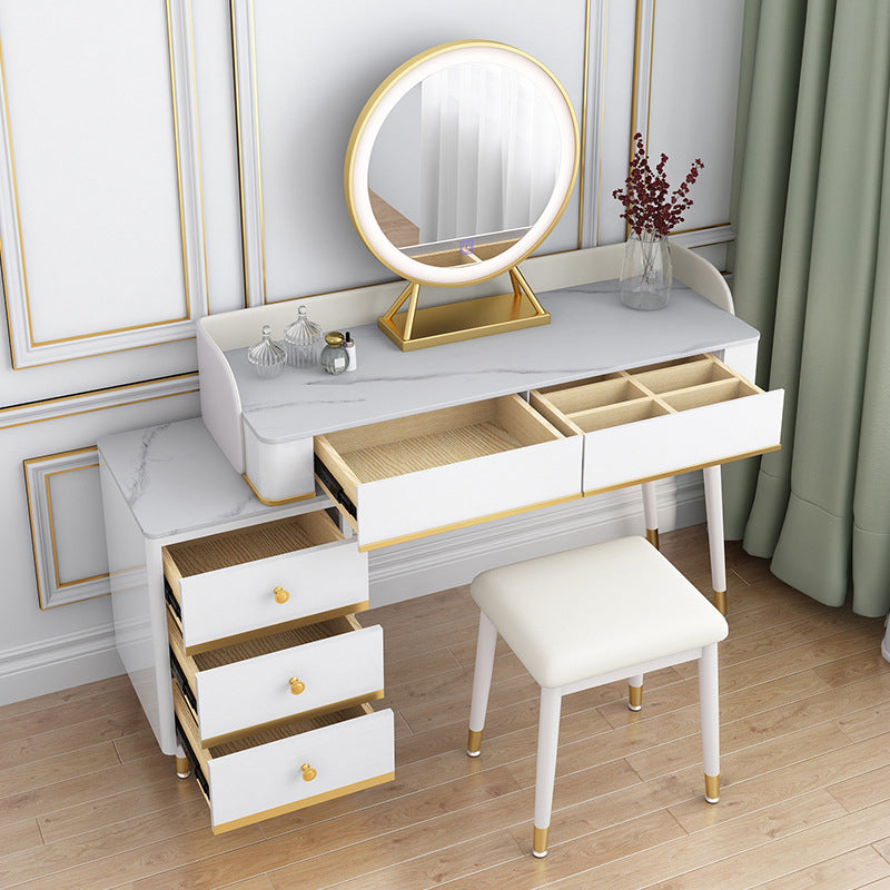 Contemporary White Makeup Vanity Desk Slate top Vanity Dressing Table