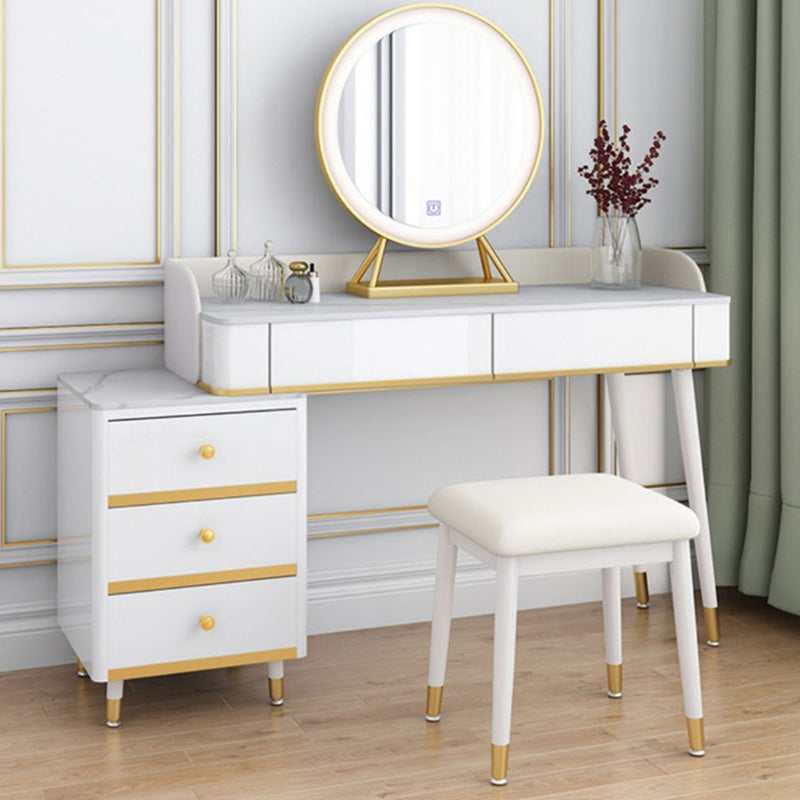 Contemporary White Makeup Vanity Desk Slate top Vanity Dressing Table