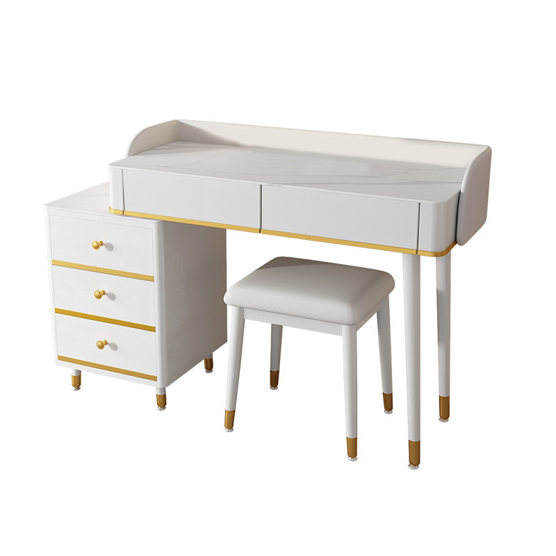 Contemporary White Makeup Vanity Desk Slate top Vanity Dressing Table