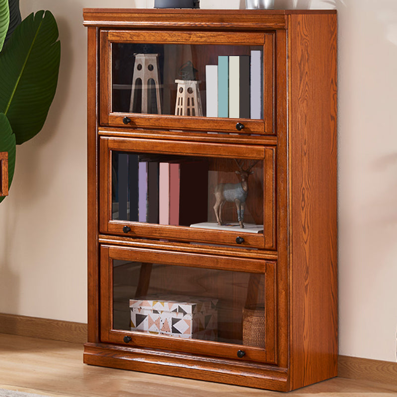 Mid-Century Modern Side Cabinet Square Accent Cabinet with Glass Paned
