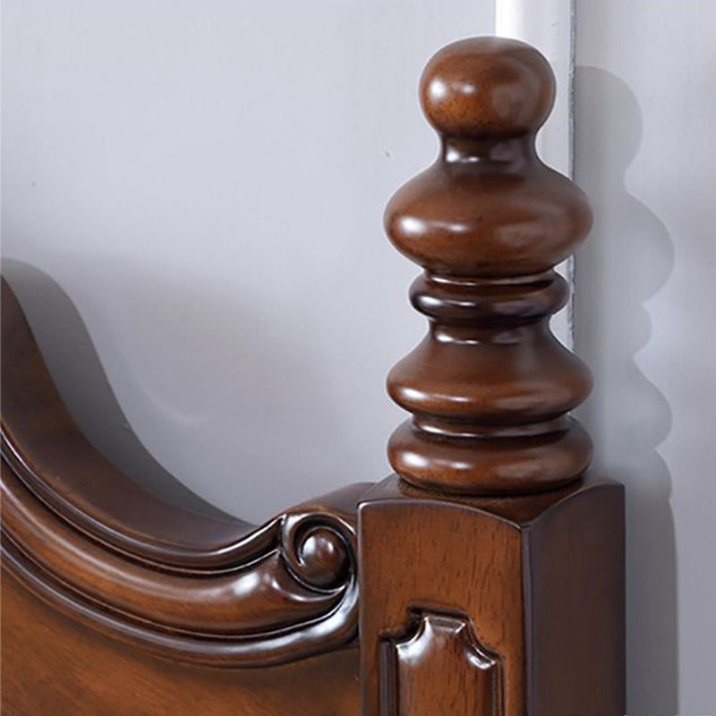 84.65 inch Wide Rustic Bed Frame Rubberwood Panel Bed with Headboard