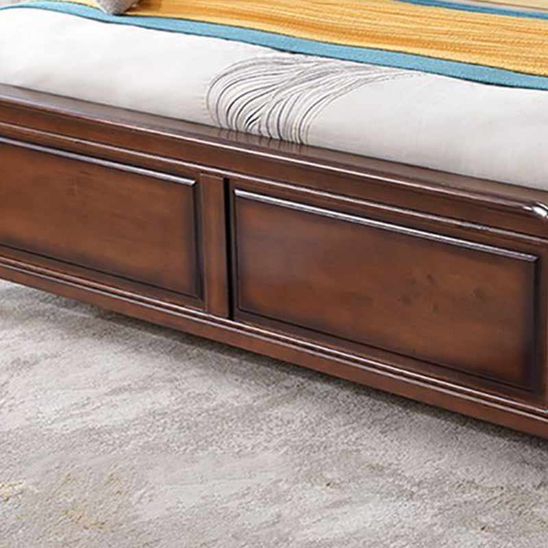 84.65 inch Wide Rustic Bed Frame Rubberwood Panel Bed with Headboard