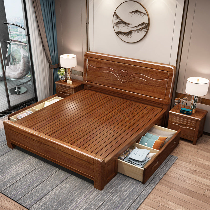 Brone Bed Panel Rectangular with Headboard Walnut Standard Bed