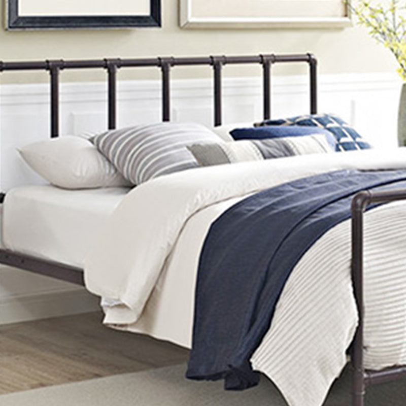 Industrial Style Bed Frame Iron Slat Bed with Headboard and Footboard