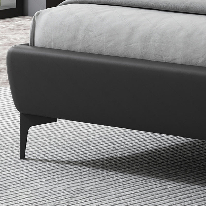 Mid-Century Modern Standard Bed with Legs and Wingback Headboard