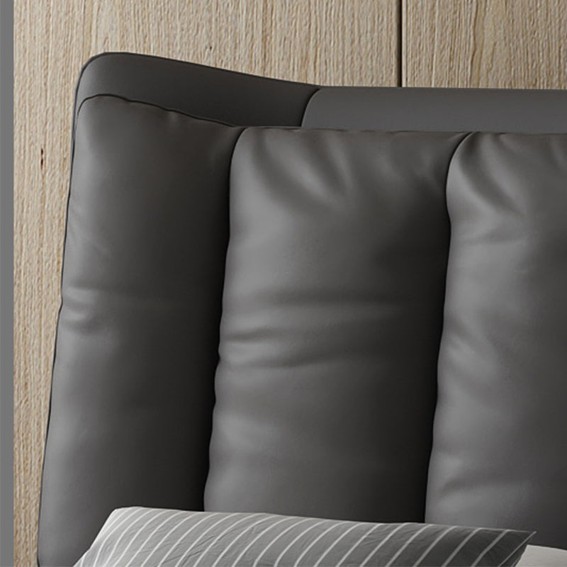 Mid-Century Modern Standard Bed with Legs and Wingback Headboard