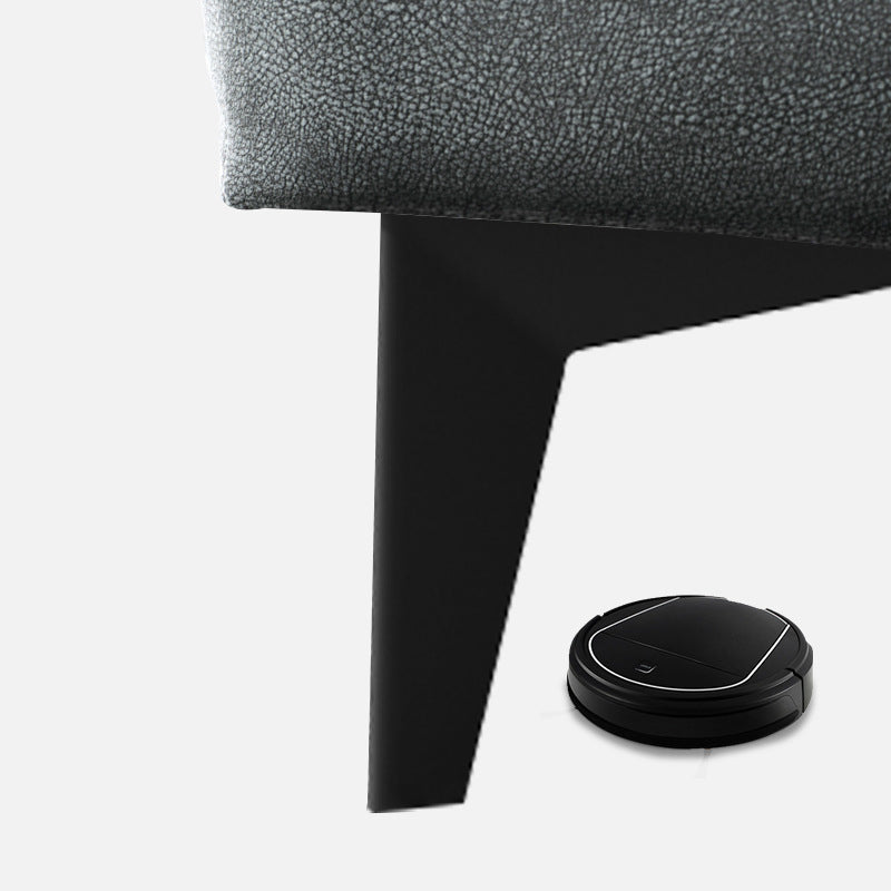 Grey Standard Bed with Rectangular Panel Headboard and Metal Legs