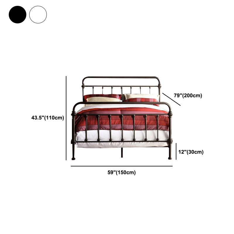 Industrial 45.27" High Bed Iron Bed with Rectangular Headboard