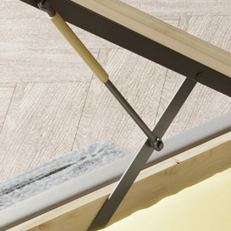 Grey Wooden Standard Bed with Rectangular Leather Panel Headboard