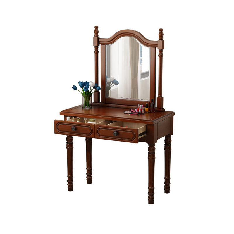2-Drawers Mirror Table Dressing Table Victorian Solid Wood Make-up Vanity