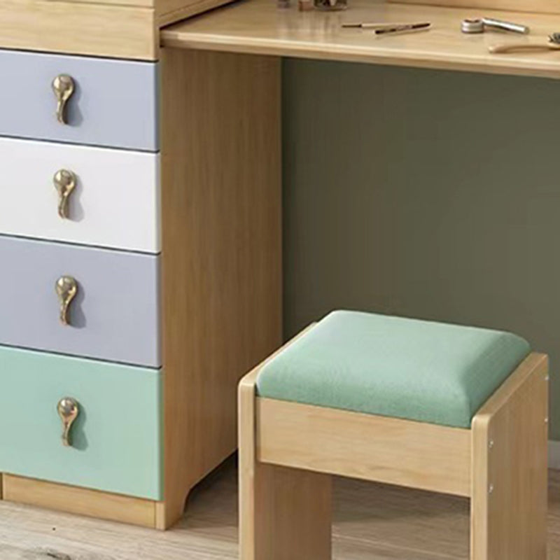 Mirror & 4 Drawers Makeup Vanity Nordic Solid Wood Dressing Table