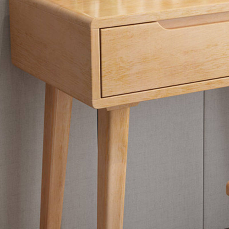 Nordic 4 Drawers Makeup Vanity Mirrored Wood Dressing Table Stool Set