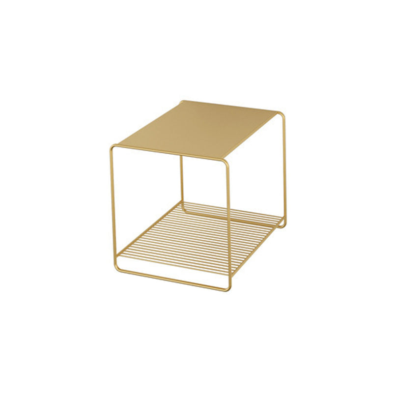 Square Coffee Table Mid-Century Modern with Iron Top and Iron Base