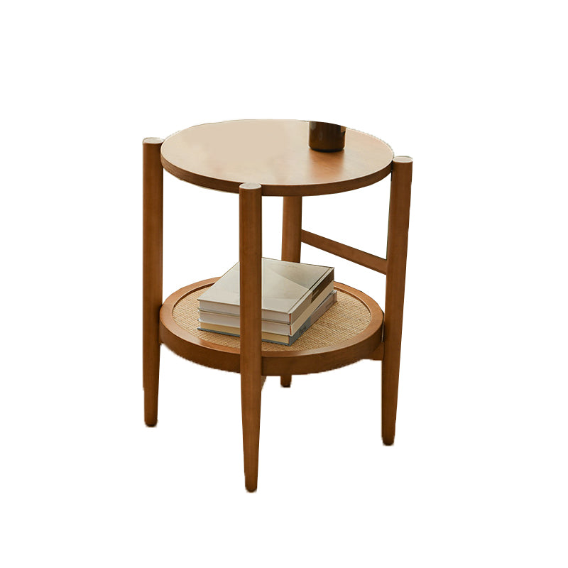 Nordic Cocktail Table 4 Legs Wooden with Storage Shelf Round Coffee Table