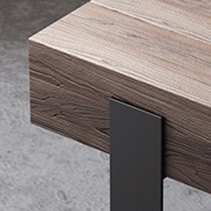 Black Metal Sled Legs Coffee Table Solid Wood Coffee Table for Living Room