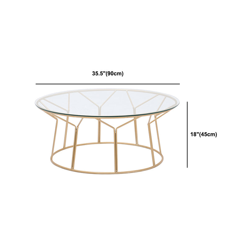 Contemporary Coffee Table with Round Glass Top and Iron Base