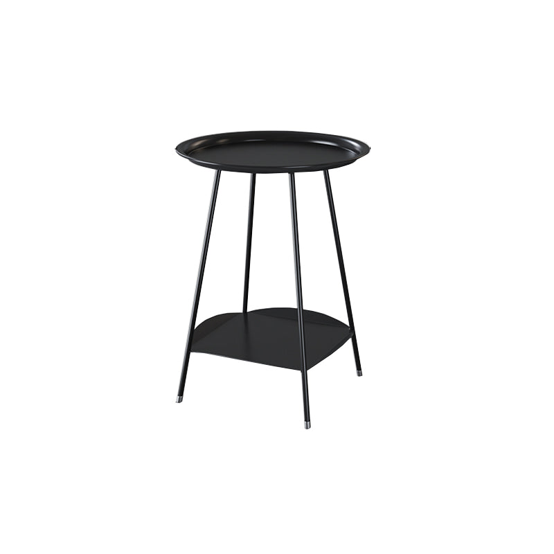 Metal Tray Top Side End Table 4 Legs Double Tier Corner Table