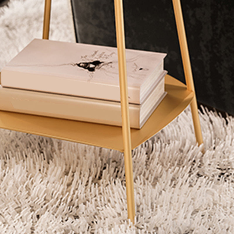 Metal Tray Top Side End Table 4 Legs Double Tier Corner Table