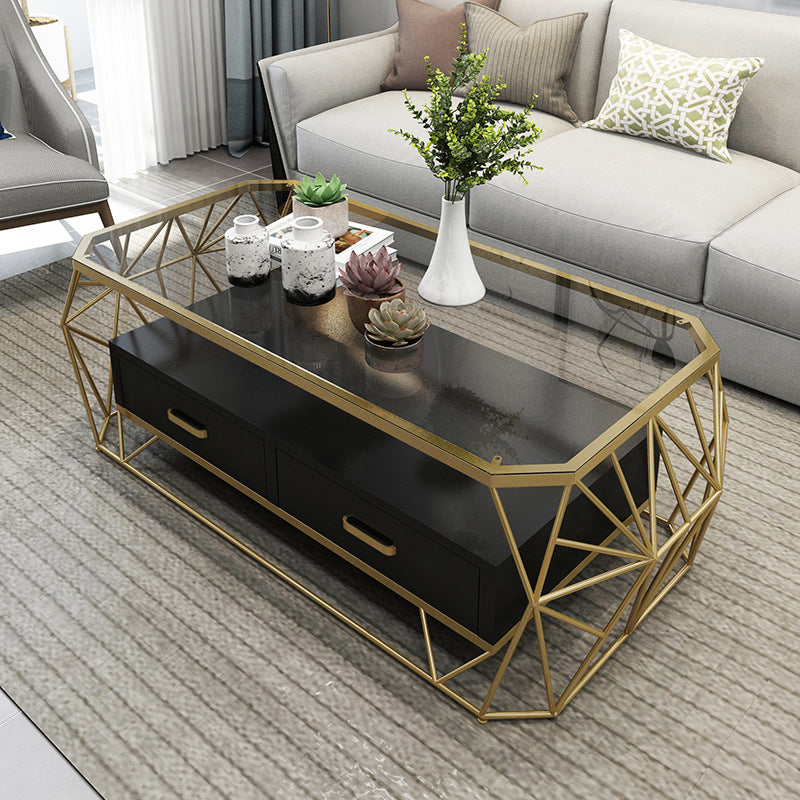 Contemporary Frame with Drawer Rectangular Single Coffee Table