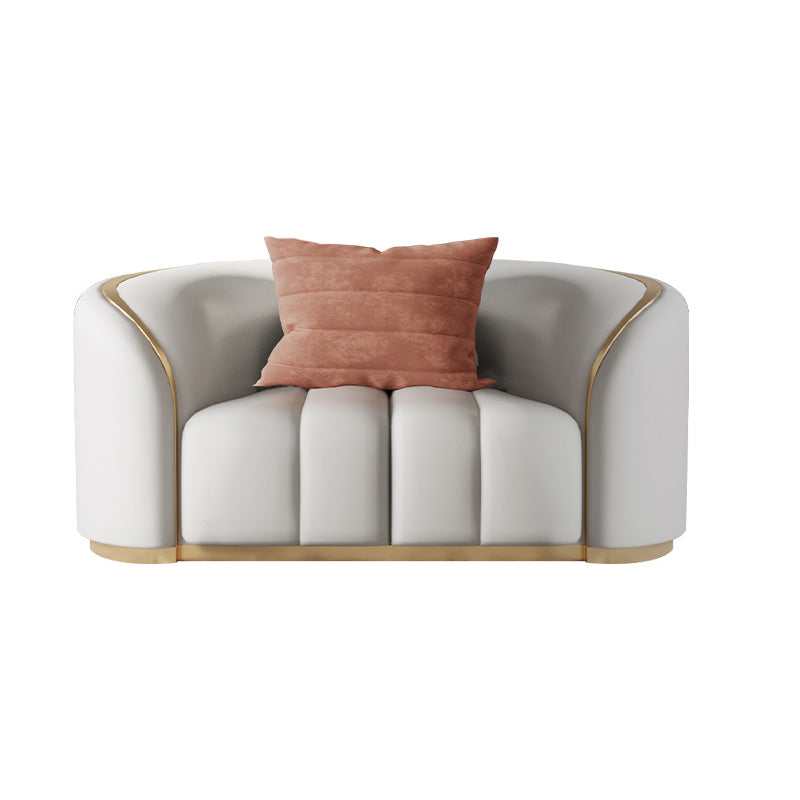 Contemporary Leather Sofa Tight Back Tuxedo Arm Sofa for Living Room