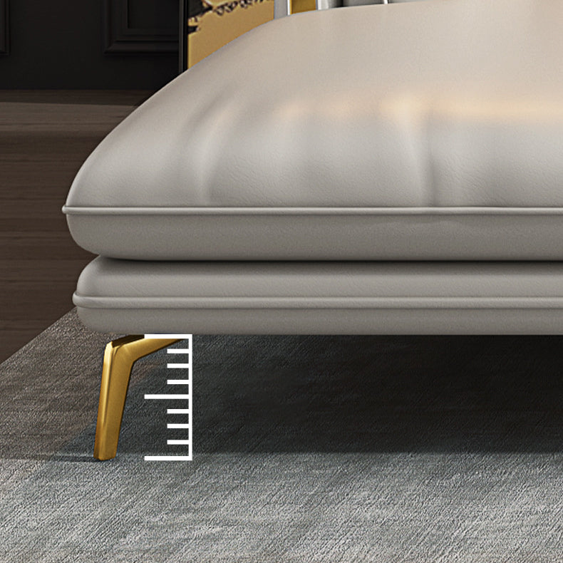 Luxurious Pillow Back Sectional Genuine Leather Flared Arm Sectional