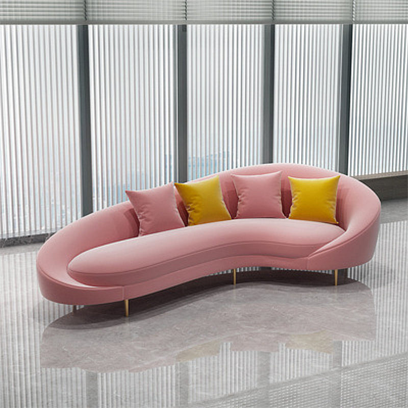 Contemporary Velvet Solid Color 33.46" H Curved Slope Arm Sofa